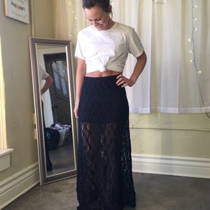 Forever21 Black Lace overlay Maxi skirt SIZE M